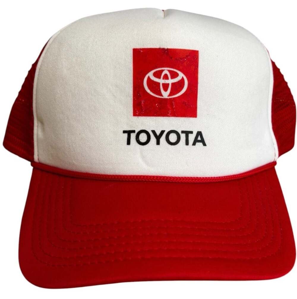 Vintage Toyota Red and White Mesh Snapback Trucker Hat